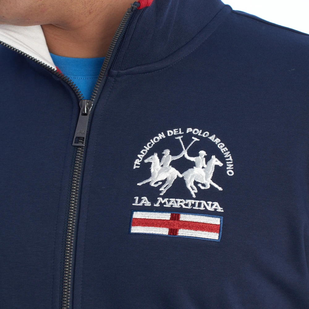LA MARTINA Heren Zip-Up Sweatshirt met Klassiek Design Blue Heren