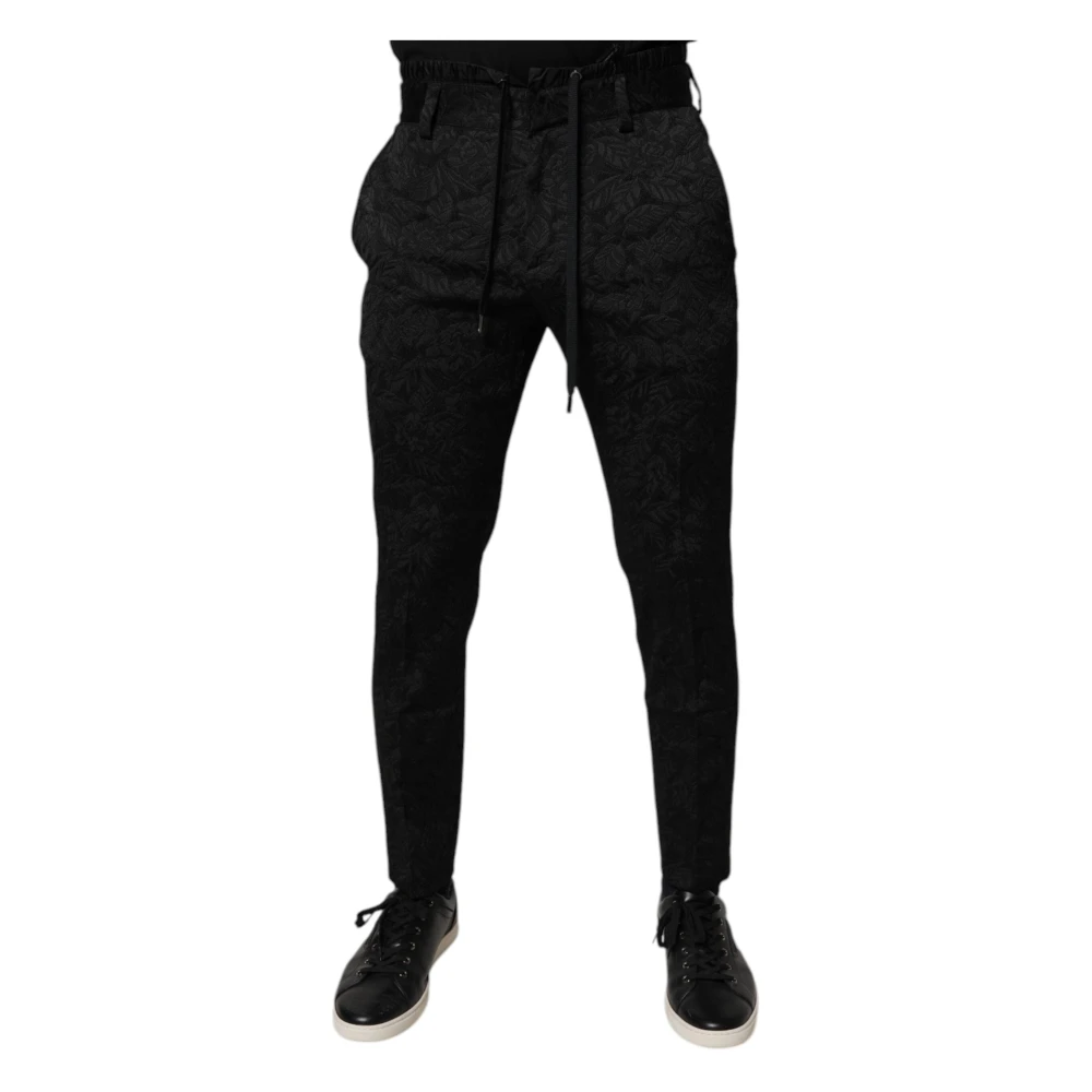 Dolce & Gabbana Men's Black Skinny Trousers, Xs, Brocade Skinny Dress Trousers