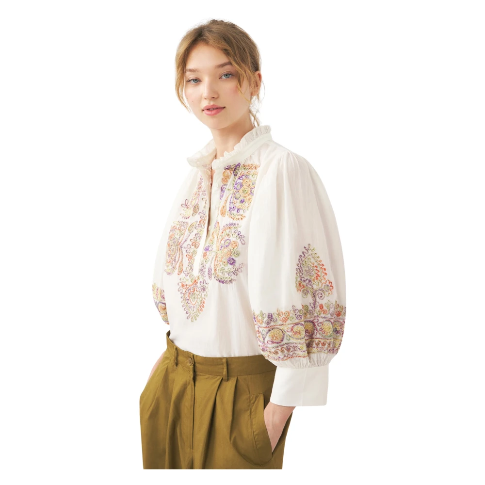 Antik batik Handgeborduurde blouse Neil Multicolor Dames