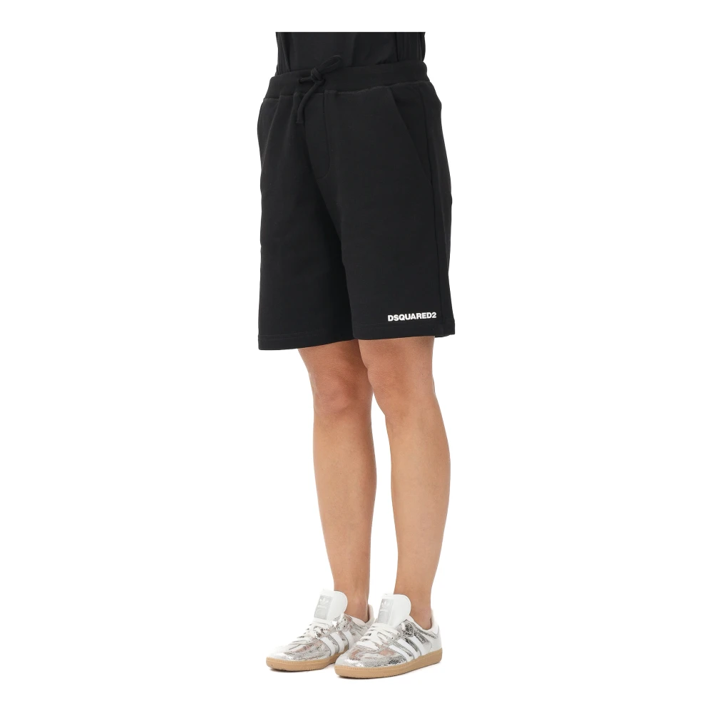 Dsquared2 Vrouw Zwart Korte Broeken Dames, M, Katoen, Shorts Sportivo