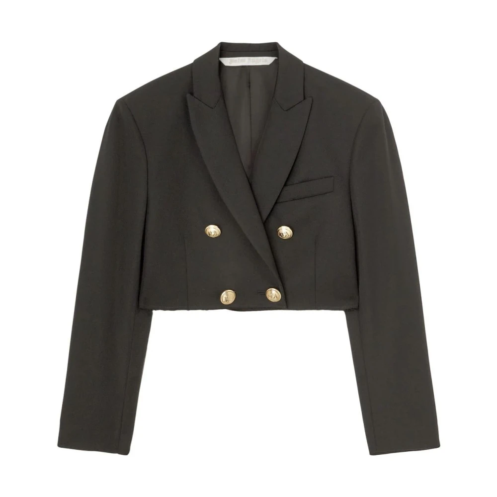 Palm Angels Mujer Gris - Cropped Double-Breasted Blazer - Jackets - S