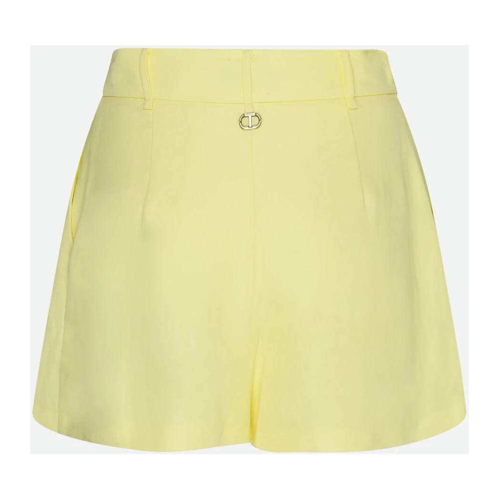 Twinset Gele Linnen Shorts Hoge Taille Yellow Dames