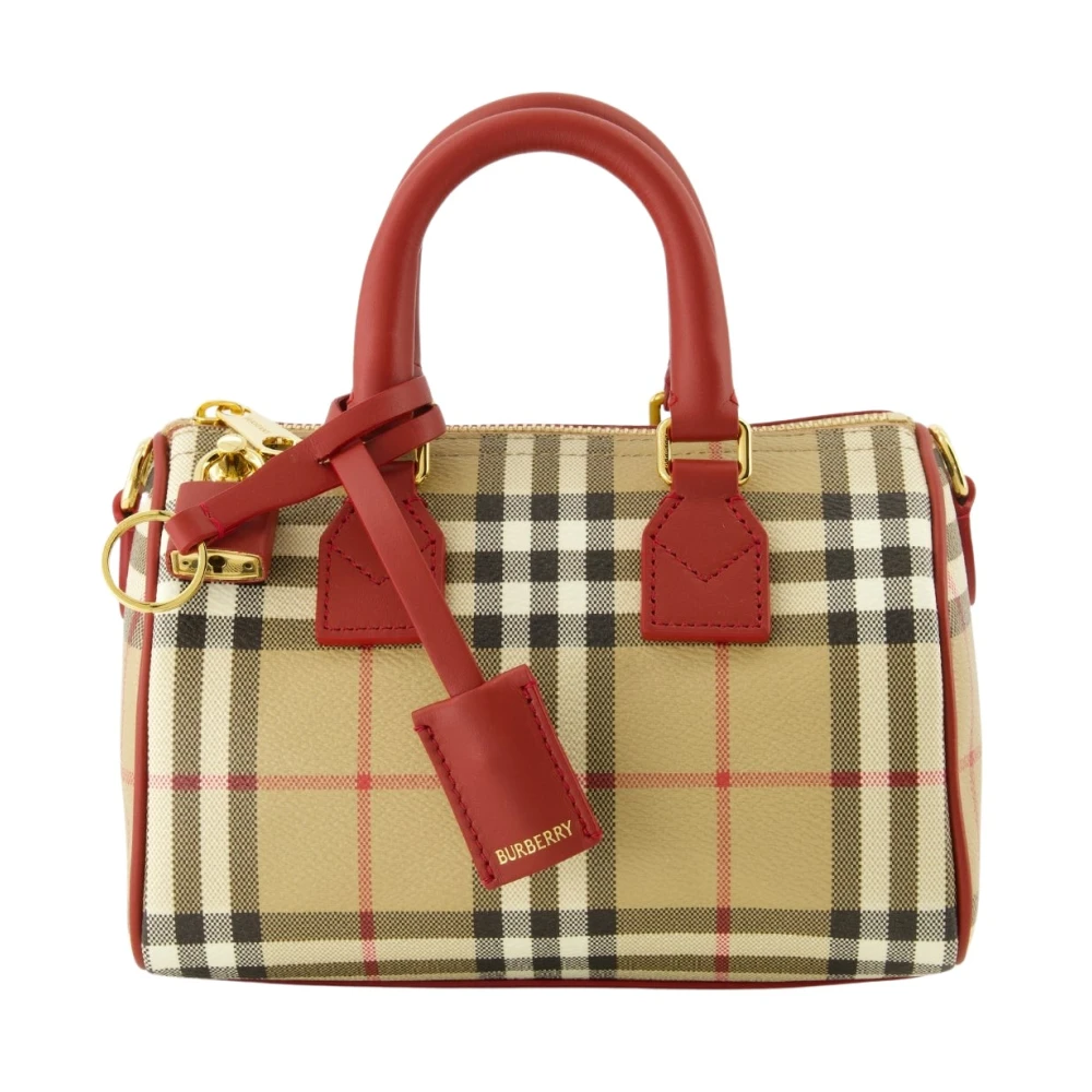Burberry Women's Beige Mini Check Bowling Bag
