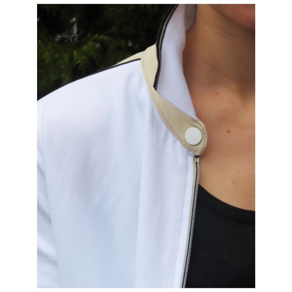 aeronautica militare Contrasterend Gestreept Vest met Rits White Dames