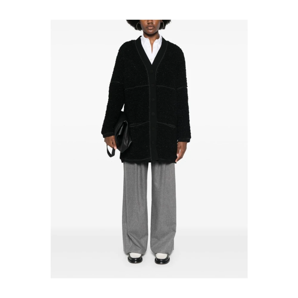 Giorgio Armani Zwarte Boucle Trui Metallic Detail Black Dames