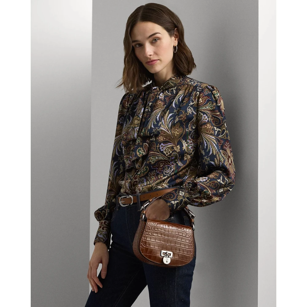 Ralph Lauren Geëmbosseerde middelgrote Tanner schoudertas Brown Dames
