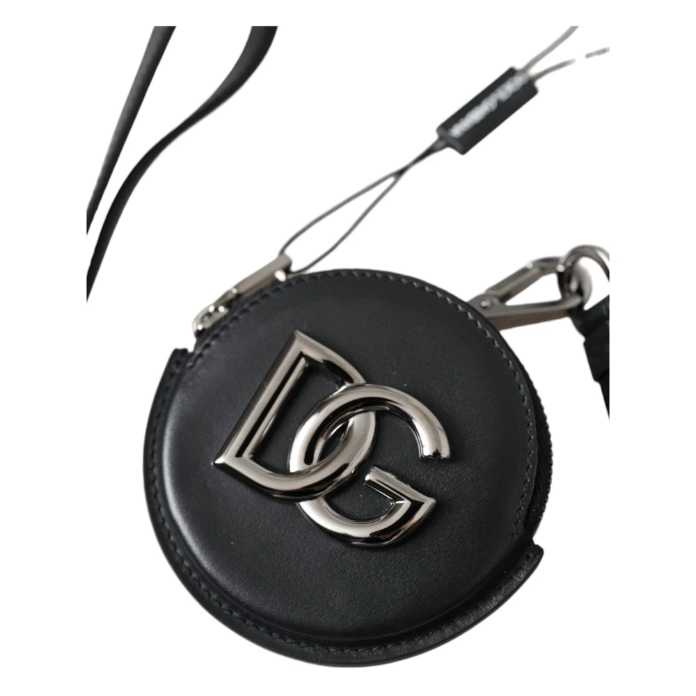 Dolce & Gabbana Zwarte Leren Logo Muntportemonnee Black Dames