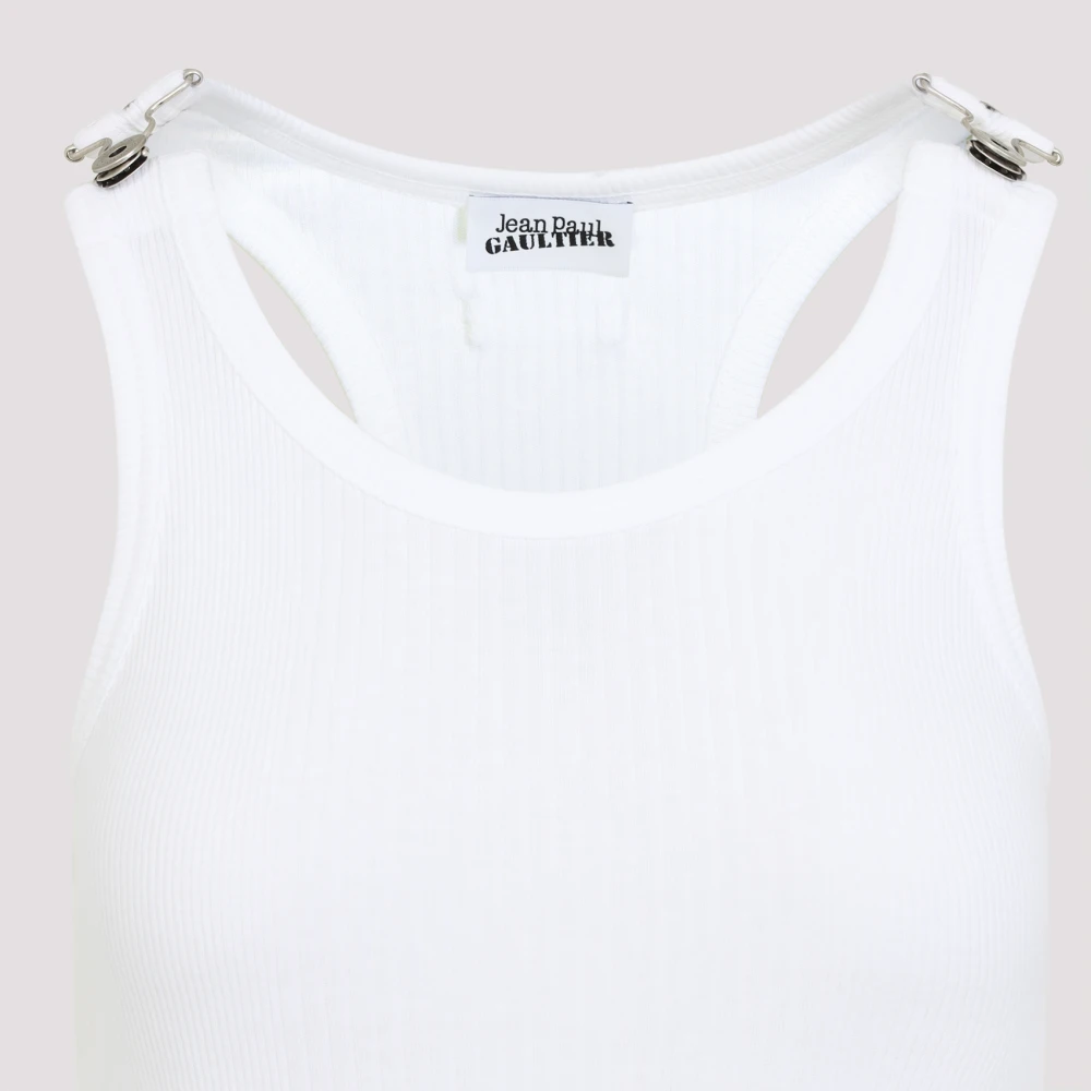 Jean Paul Gaultier Witte Geribbelde Tanktop Stijlvolle Gespen White Dames