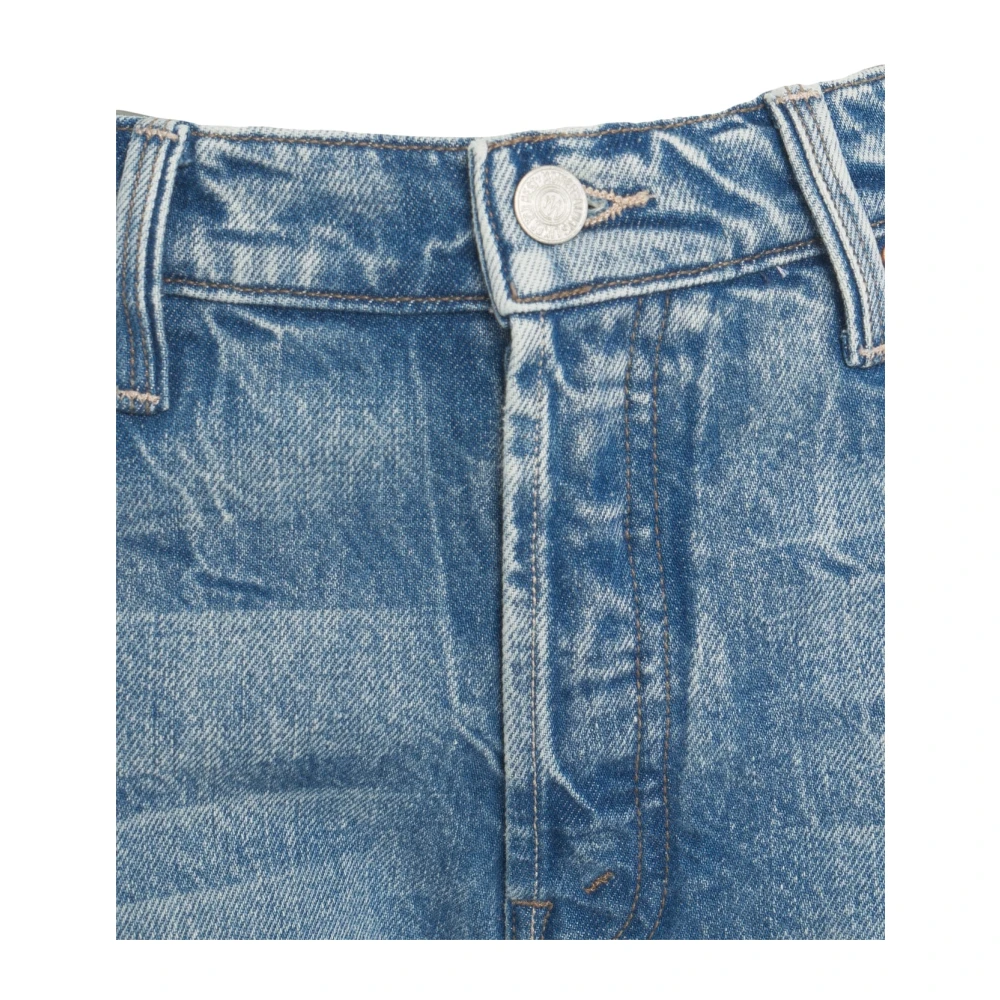 Mother Blauwe Wide-Leg Jeans Lil Dodger Button Blue Dames