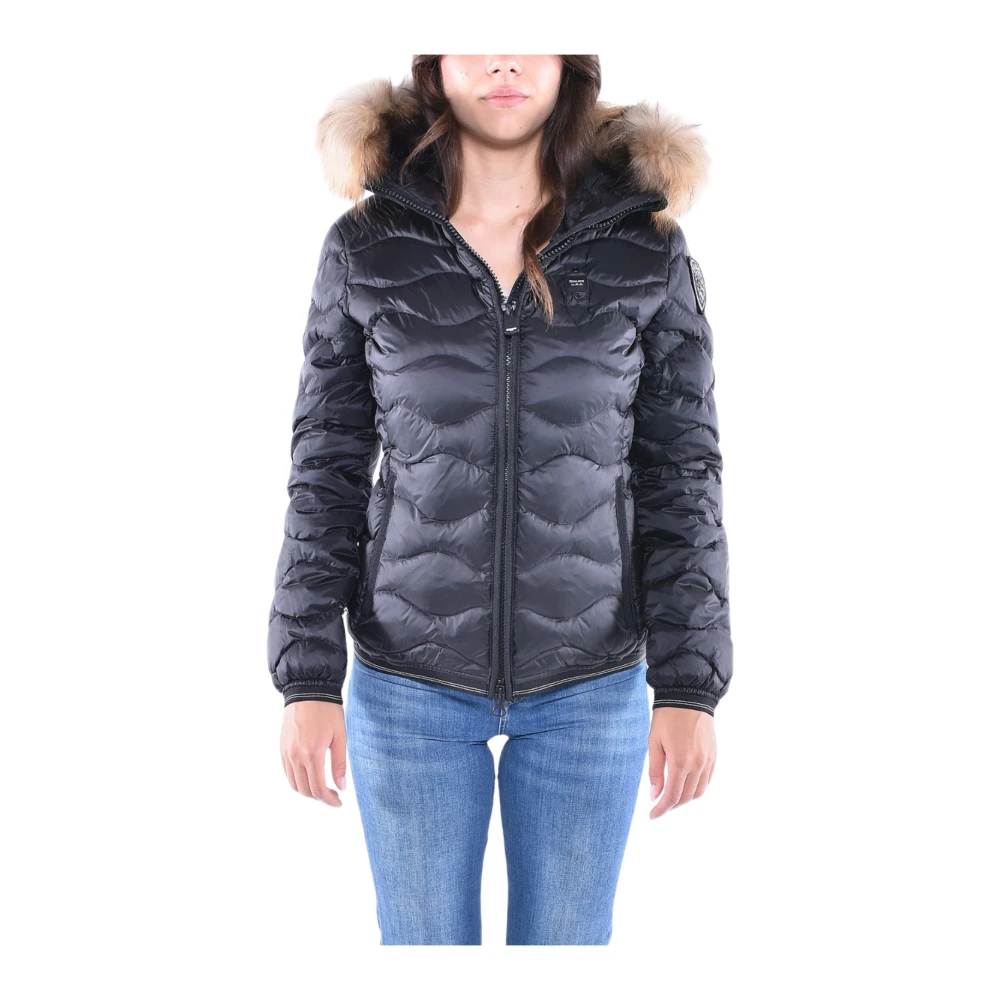 Blauer Gewatteerde donsjas Black Dames