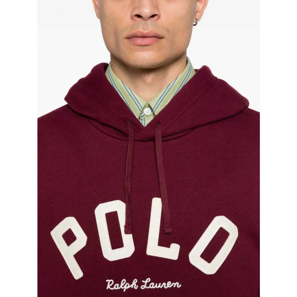 Polo Ralph Lauren Rode Logo Hoodie Fleece Gevoerd Red Heren