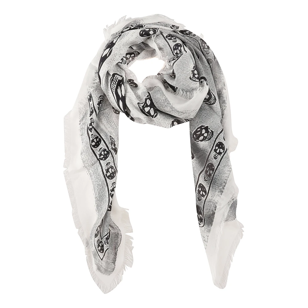 Alexander mcqueen Witte Sjaal met Trompe L'Oeil Print White Heren