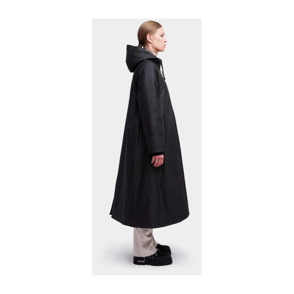 Stutterheim Warme Knielange A-Lijn Regenjas Black Dames