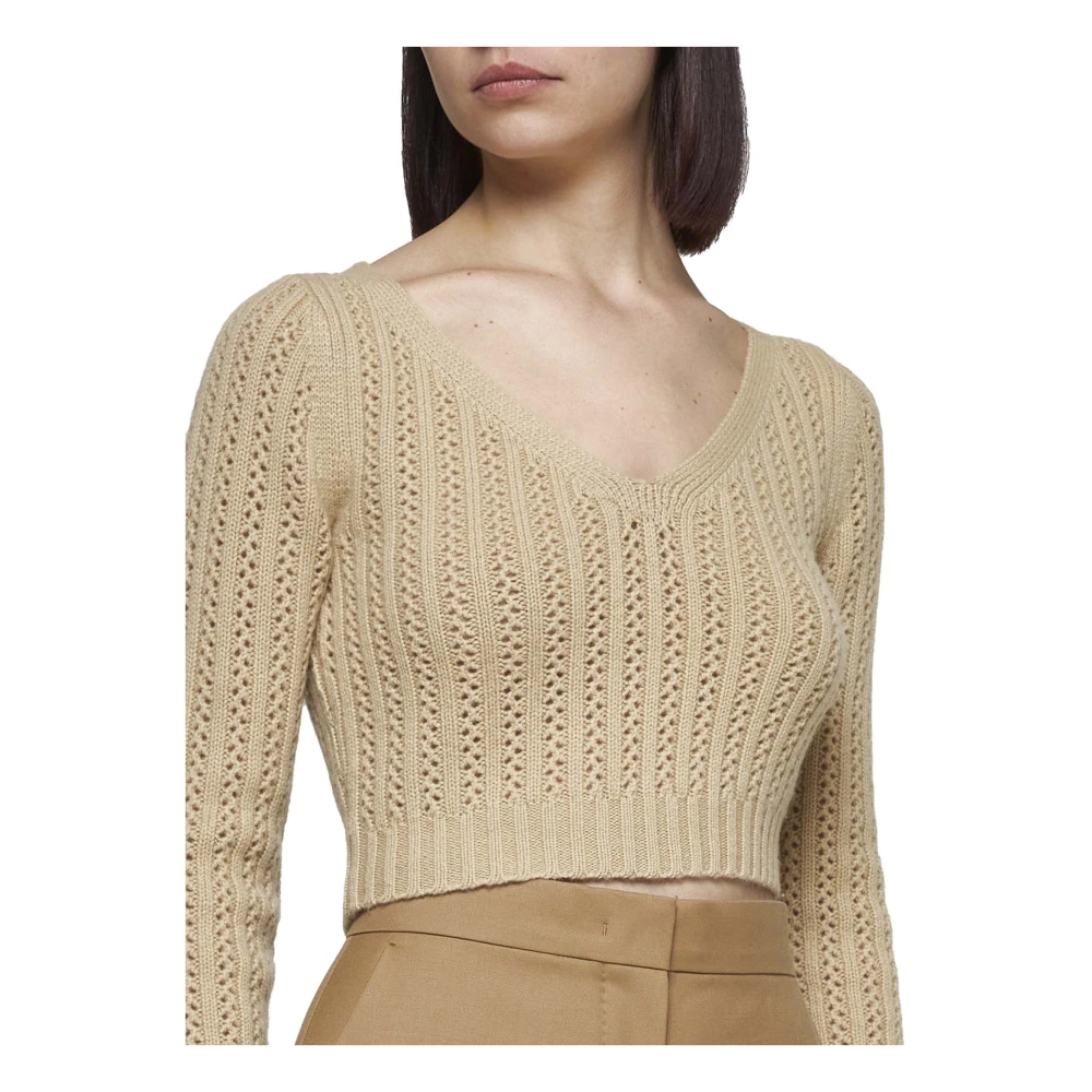Max Mara Ecru Gehaakte Wol Kasjmier Trui Beige Dames
