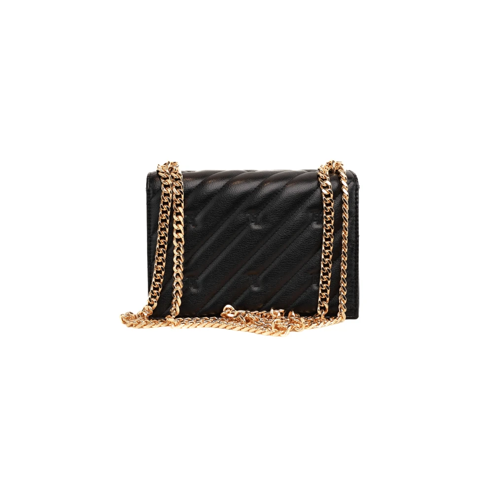 Elisabetta Franchi Gewatteerde Schoudertas met Gouden Platen Black Dames