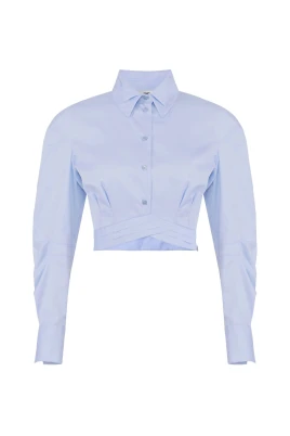 Poplin Cotton Shirt with Waist Panel