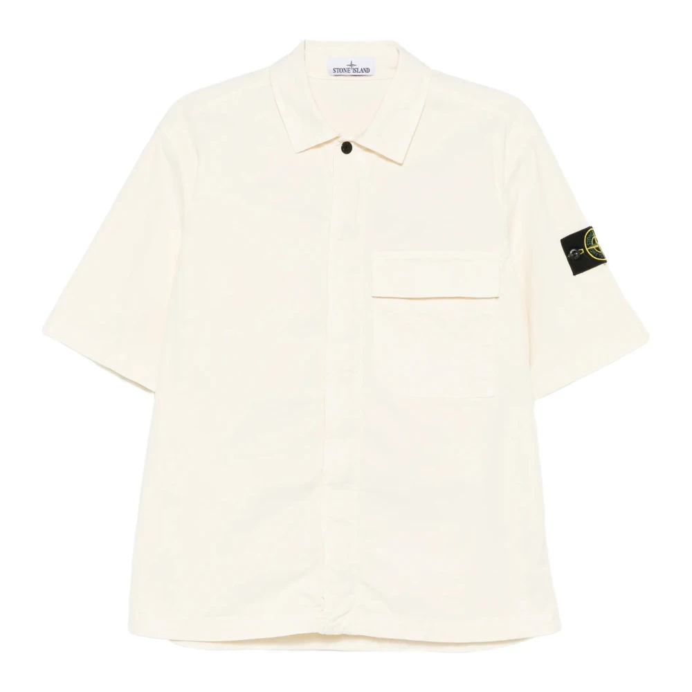 Stone Island White Short Sleeve Shirts, Male, Xl, Short Sleeve Shirt