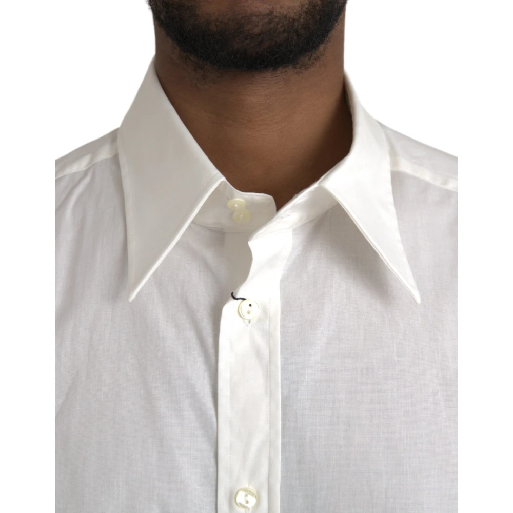 Dolce & Gabbana Wit Katoen Slim Fit Gold Shirt White Heren