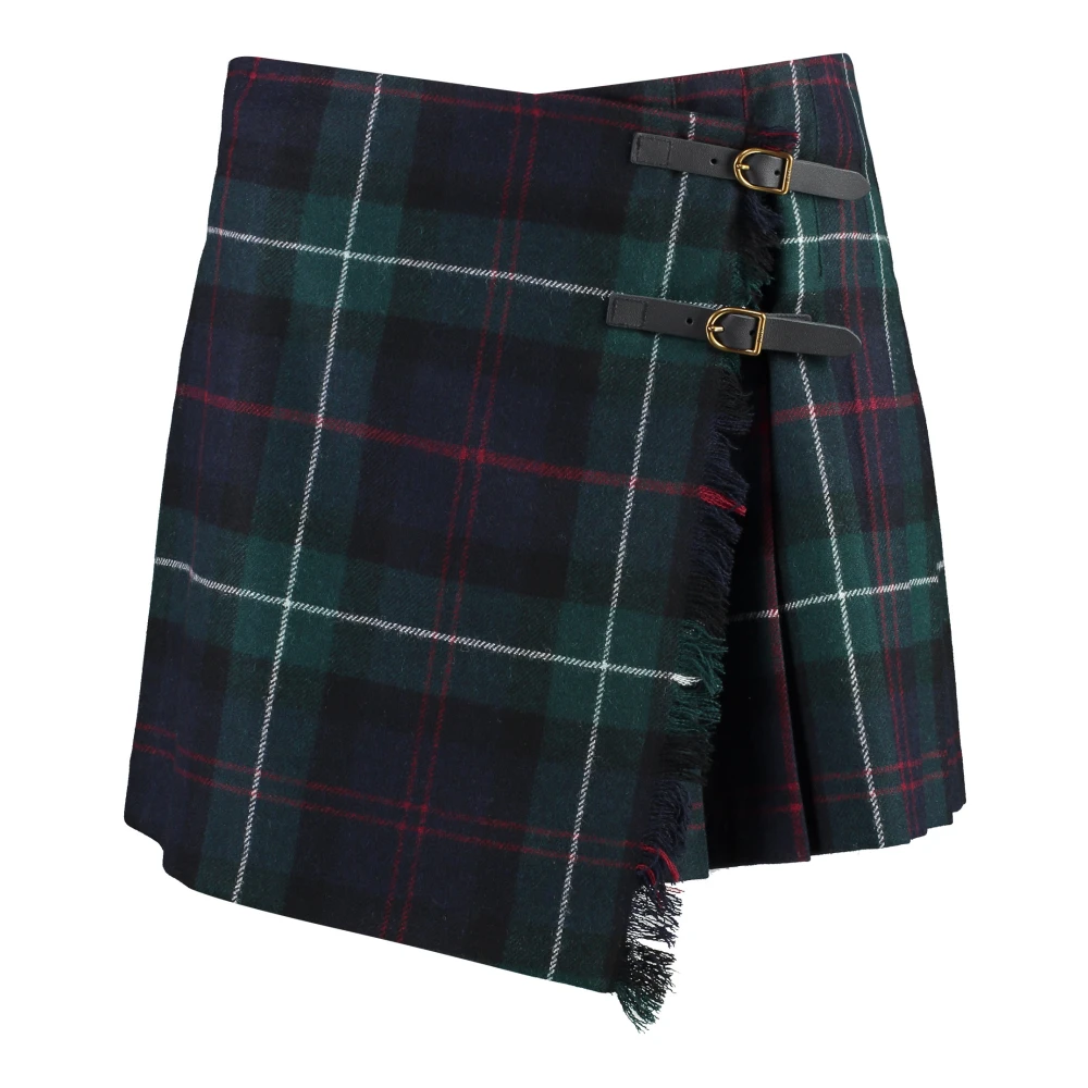 Polo Ralph Lauren Wollen Omslagrok met Metalen Gesp Green Dames