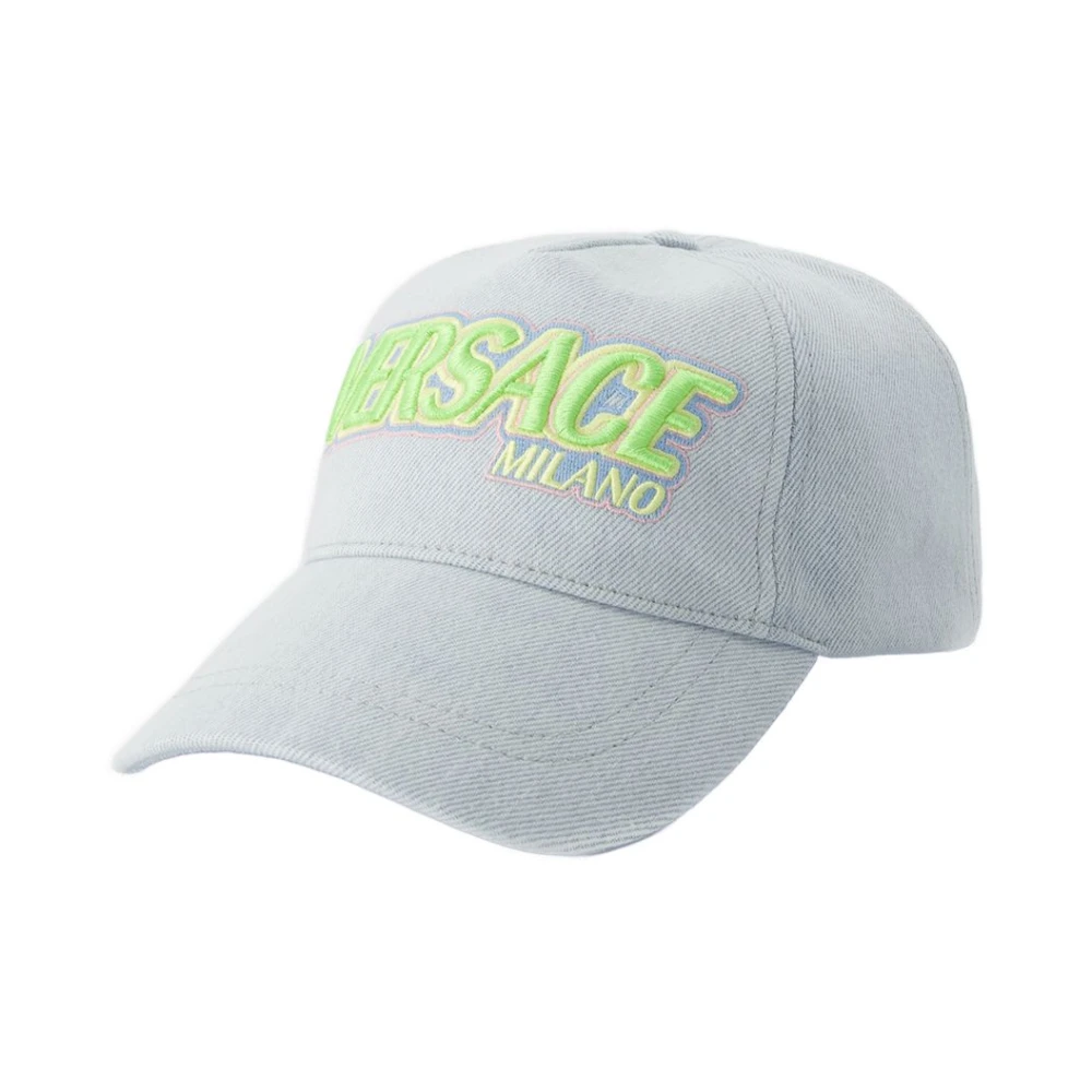 Versace Men's Blue Hats & Caps, 58 Cm, Denim Cap Made In Vietnam
