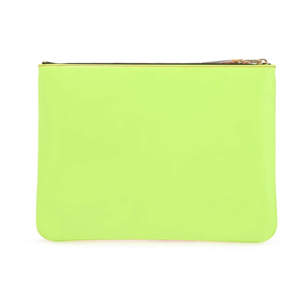 Comme des Garçons Fluorescerende Leren Pouch met Gouden Rits Pink Dames
