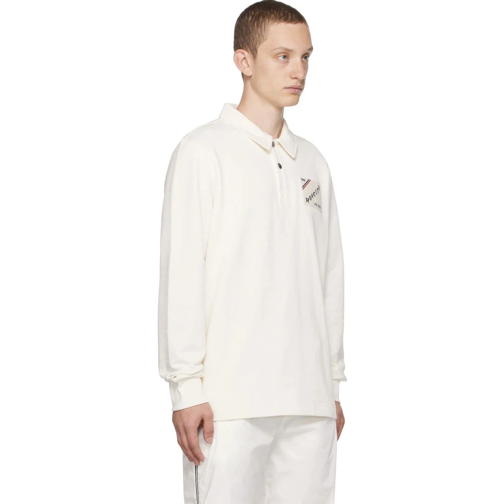 Moncler Rugby Polo Langemouw Sweat Kwaliteit White Heren