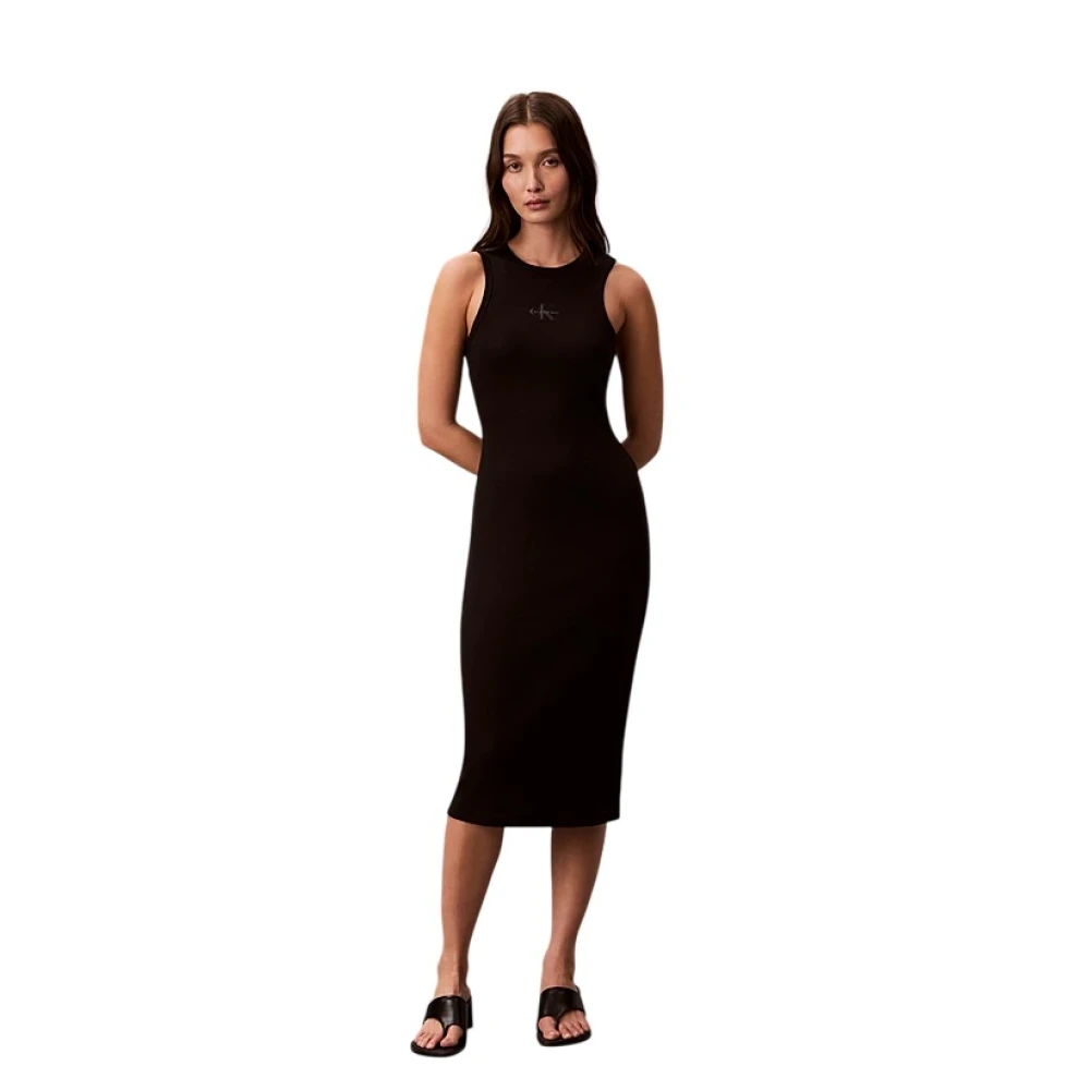 Calvin Klein Women's Black Dresses - Midi Dresses - L - Dresses