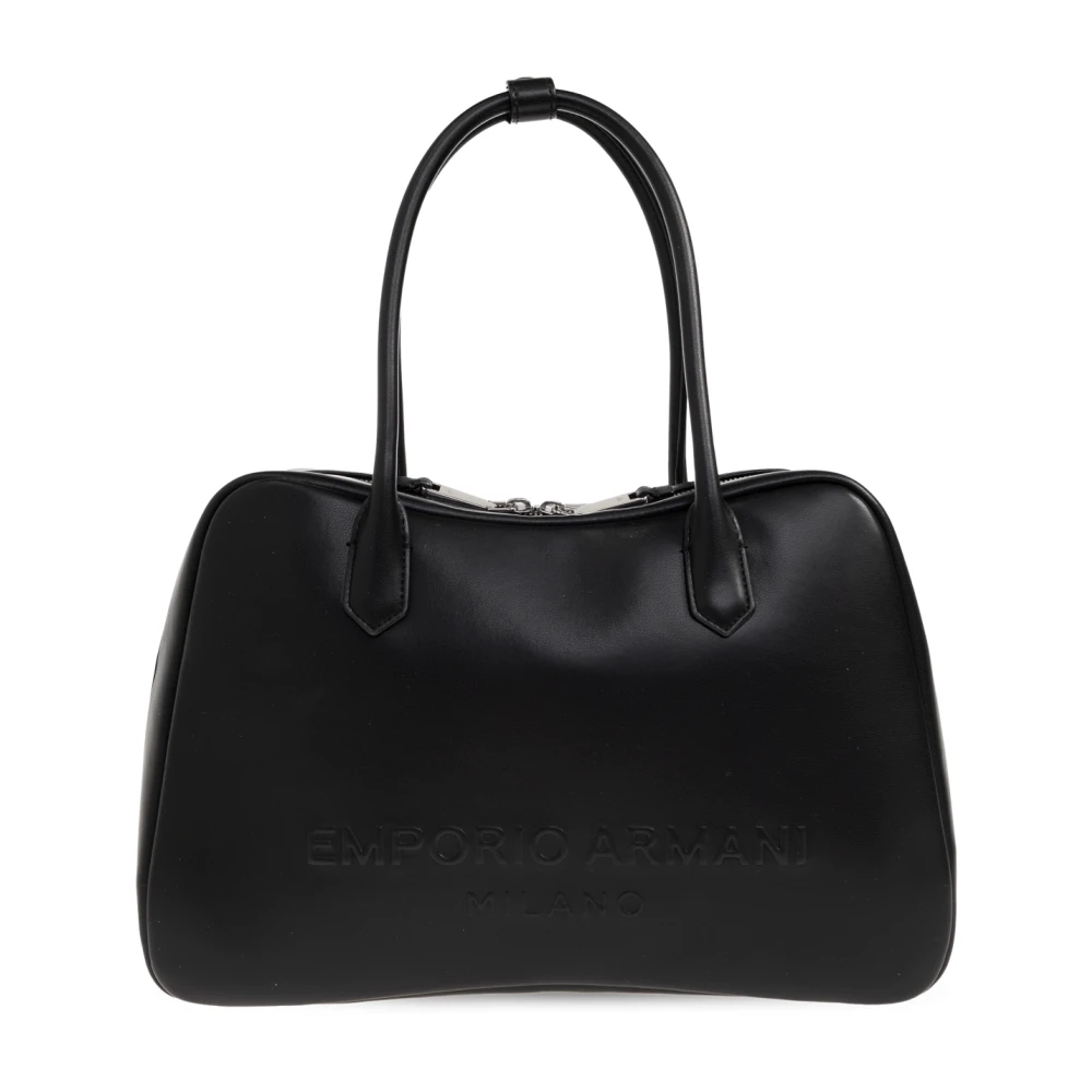 Emporio Armani Eagle Club Soft Leather Shoulder Bag - Female - Handbags - Black - One Size - Bags