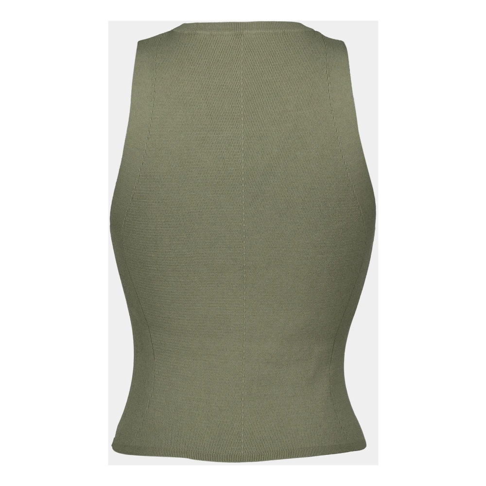 Diesel Geribbelde Khaki Mouwloze Top M-Caddix Green Dames