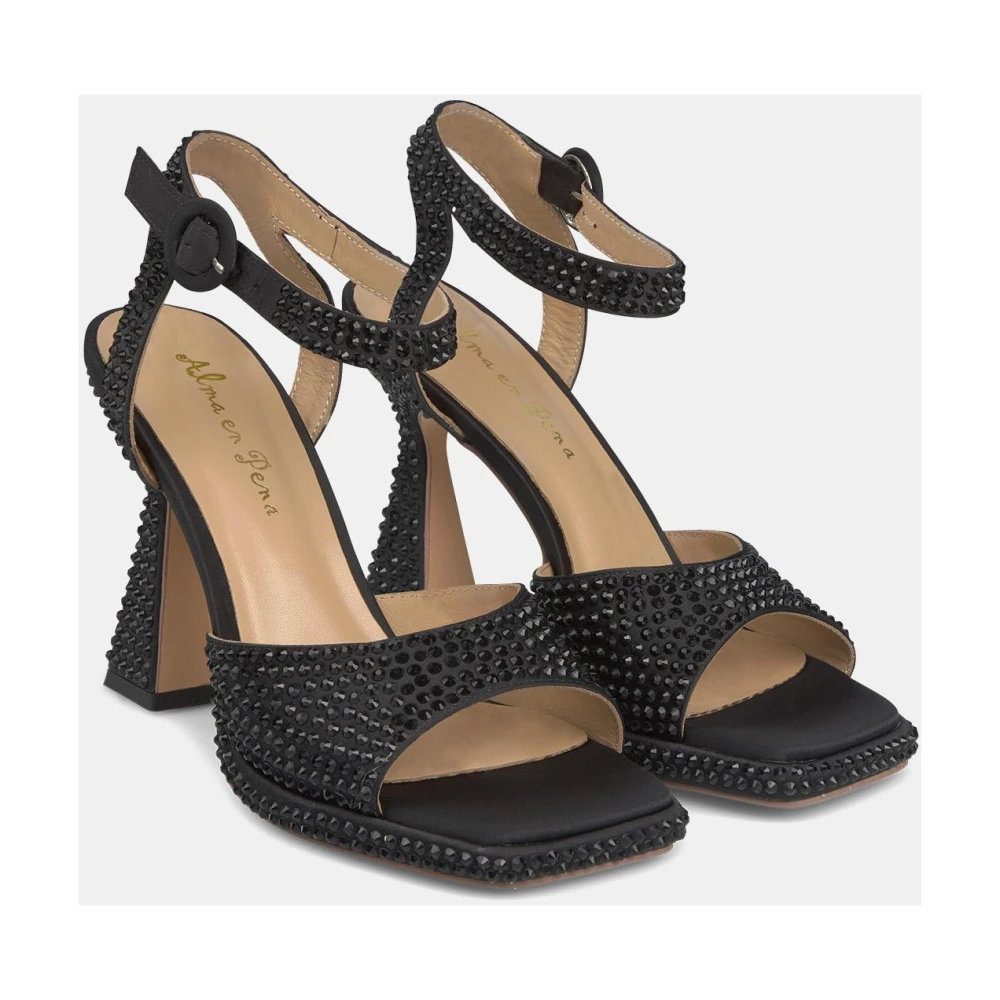 Alma en Pena Sandalettes met strass en gespsluitingen Black Dames