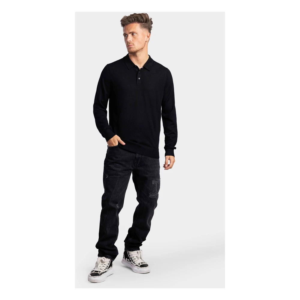 Michael Kors Longsleeve Polo Shirt Black Heren