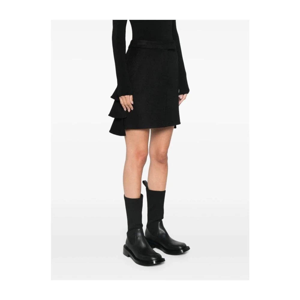 Max Mara Zwarte Geborstelde Rok Laagjes Details Black Dames
