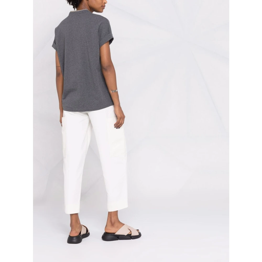 BRUNELLO CUCINELLI Donkergrijze V-hals trui Gray Dames