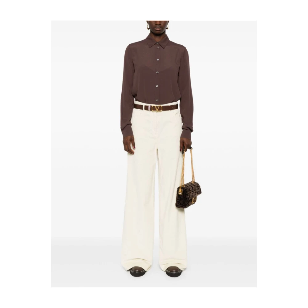 pinko Witte Corduroy Wijde Pijp Broek White Dames