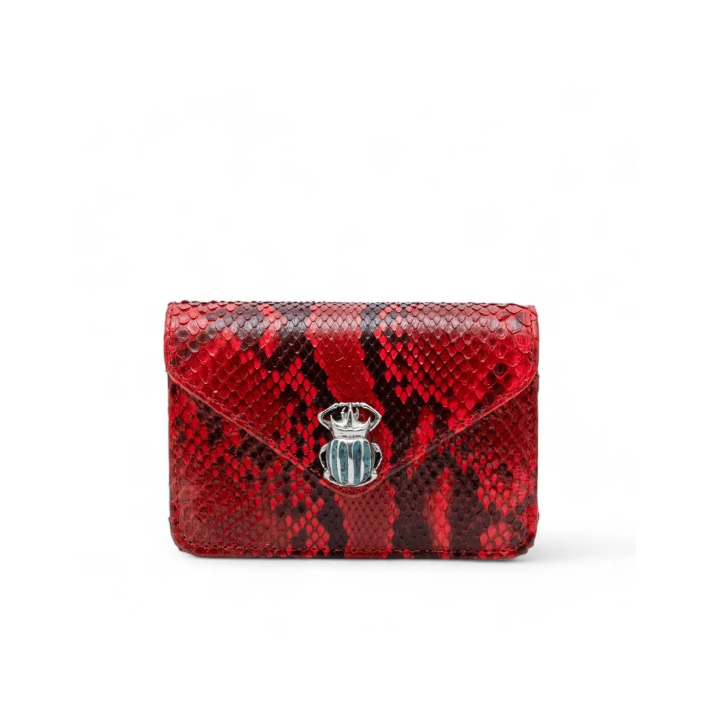 Claris Virot Rode Python Enveloppe Kaarthouder Red Dames