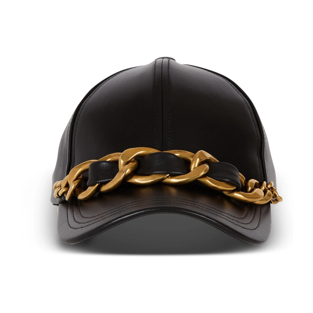 Balmain Lamsleren pet met ketting Black Dames