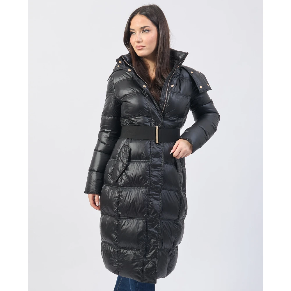 YES ZEE Zwarte Lange Gewatteerde Hoodiejas Black Dames