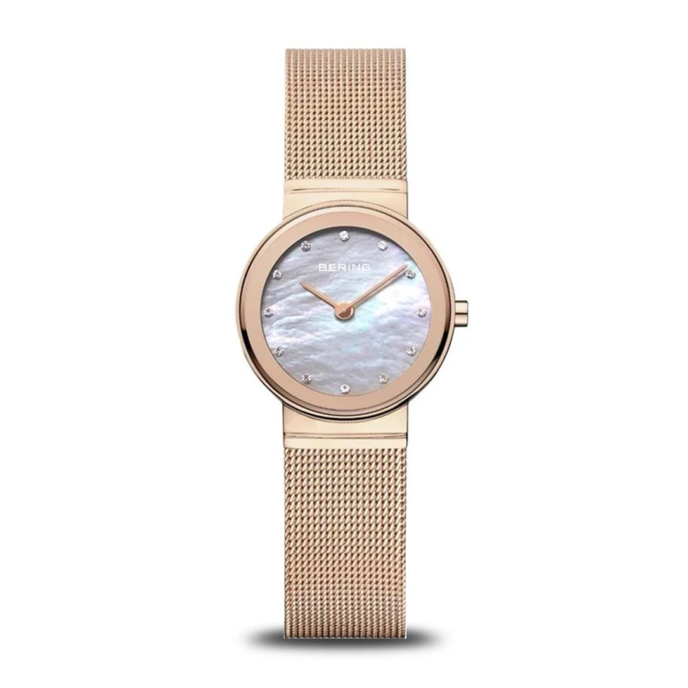 Bering Women's Gold Watch Classic 26 Mm Bracelet Stainless Steel Rose Shiny 10126-366