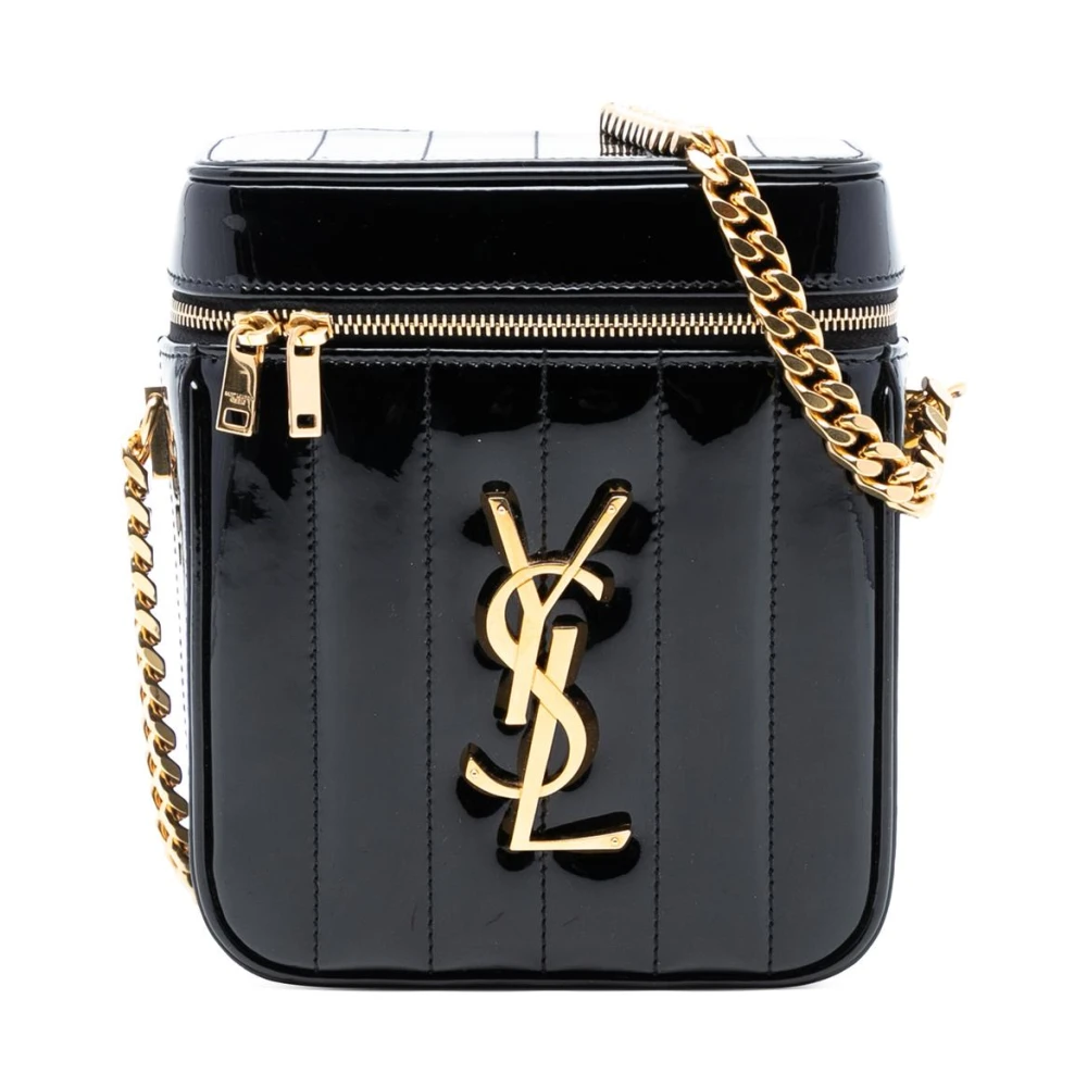 Saint Laurent Vintage Women's Black Pre-Owned Vanity Bag With Chain Strap