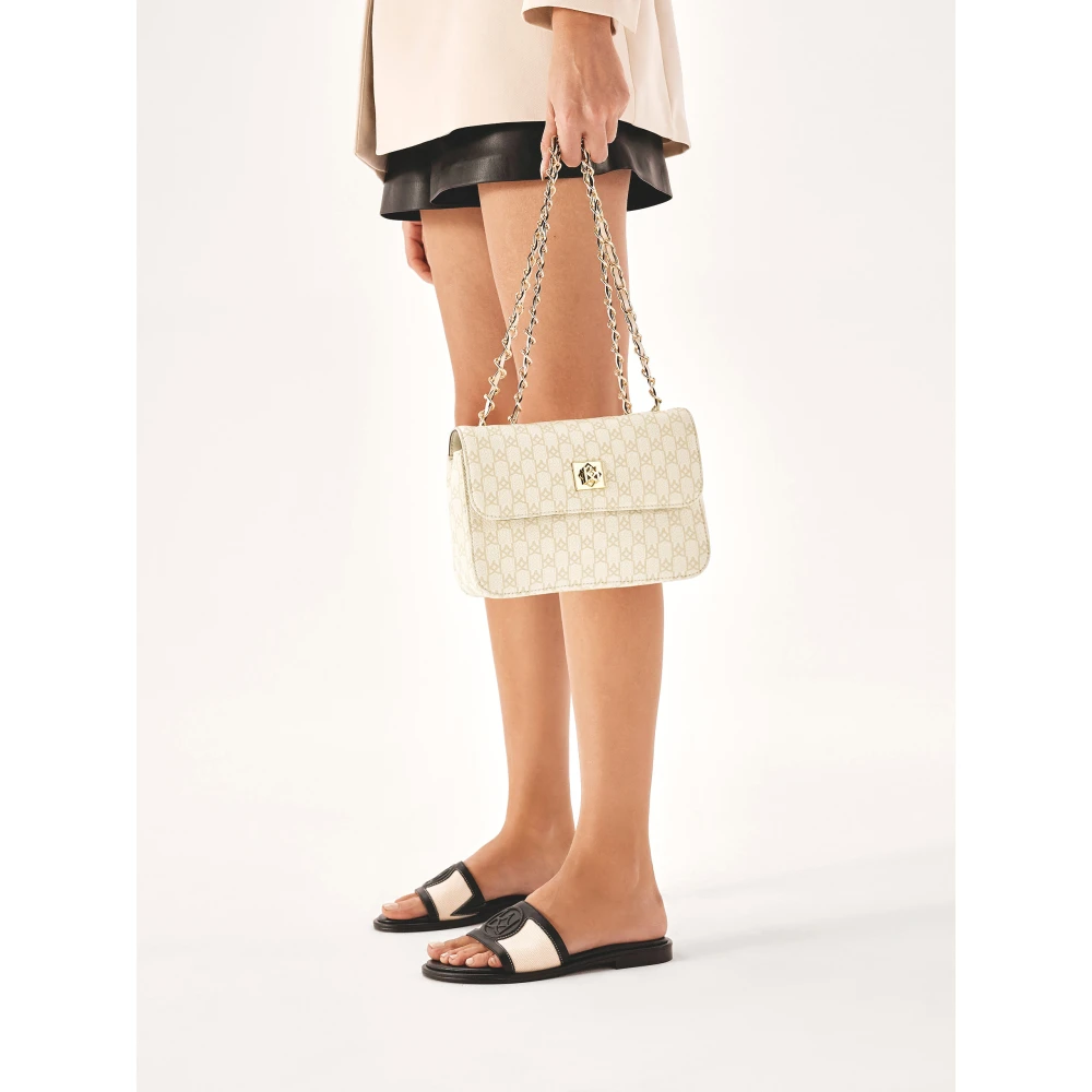 Kazar Stijlvolle leren handtas in beige print White Dames