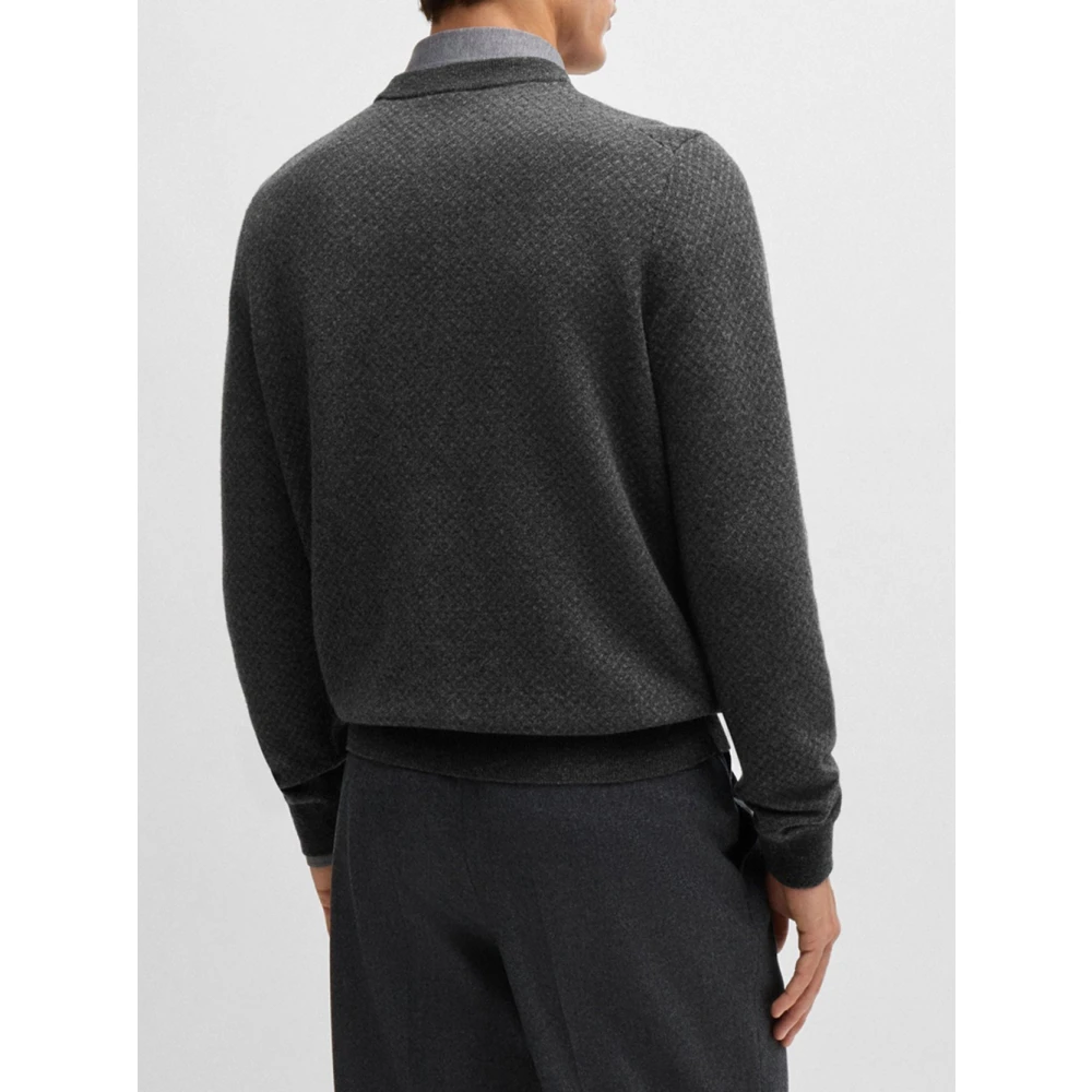 Hugo Boss Eltoro Jacquard Sweater Zwart Black Heren