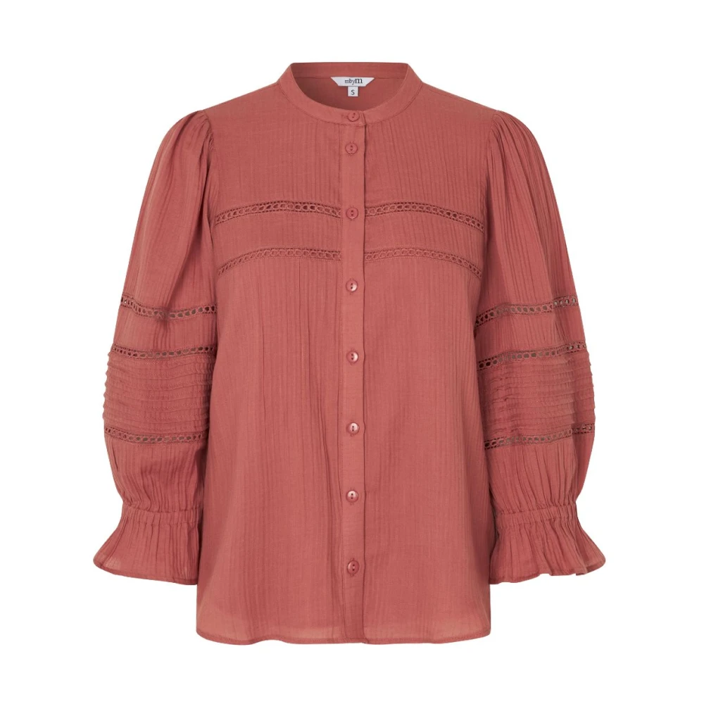 MbyM Roze blouse met ruches en opengewerkte details Dai Pink Dames