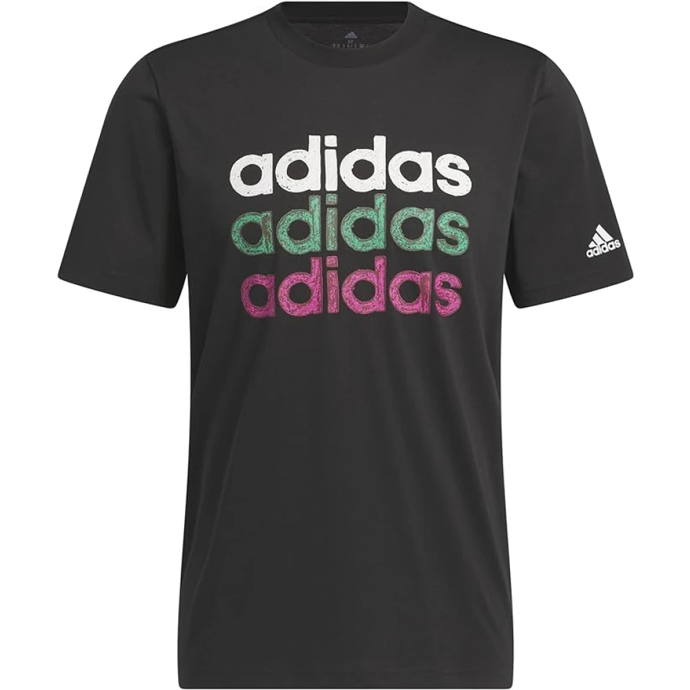 Adidas Lineaire Grafische Sport T-shirt Groen Black Heren