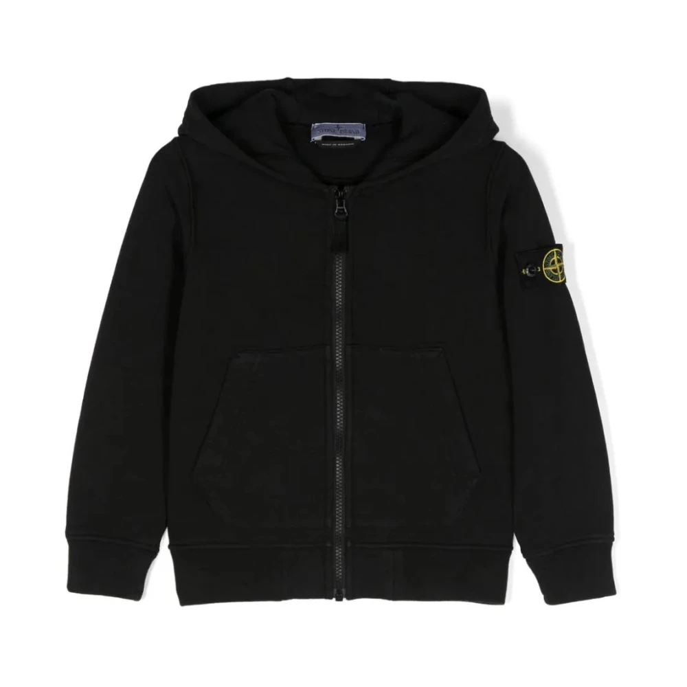 Stone Island Blå Full-Zip Hoodie Plysch Bomull Blue, Pojke