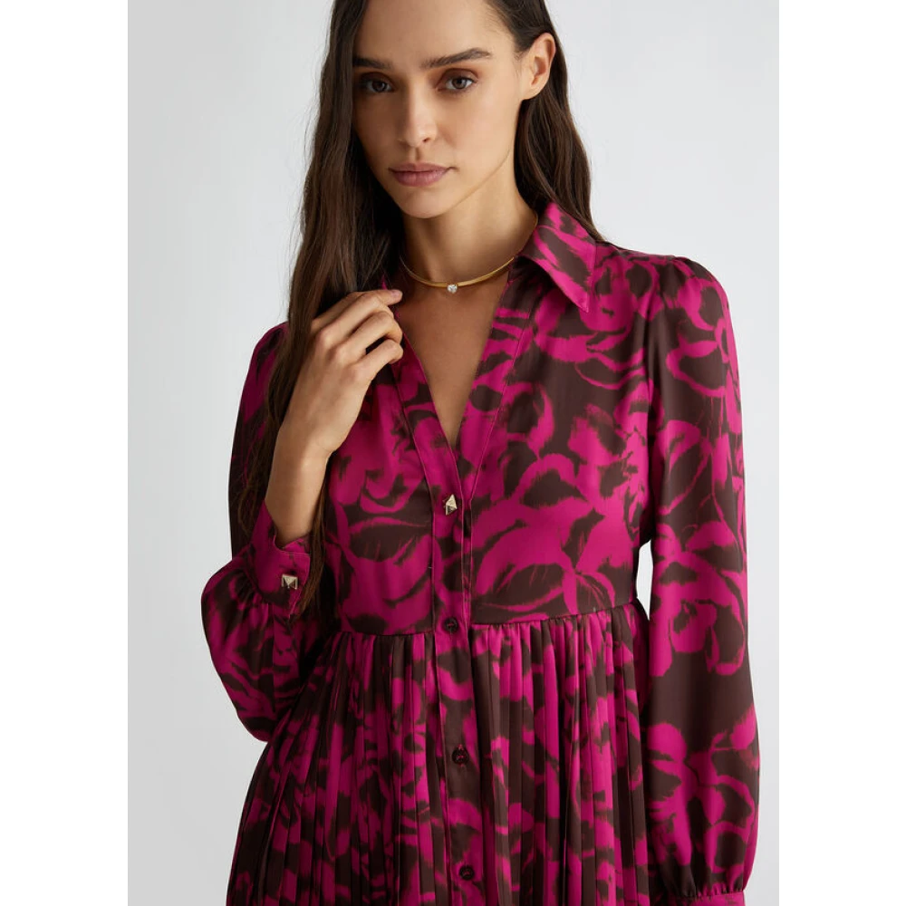 Liu Jo Bloemenprint overhemdjurk Geplooide rok Pink Dames