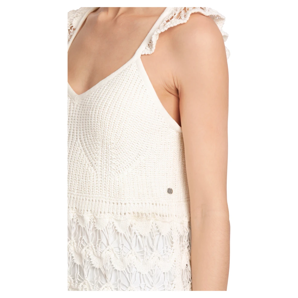 Marc Cain Gebreide Tanktop Rethink Together White Dames