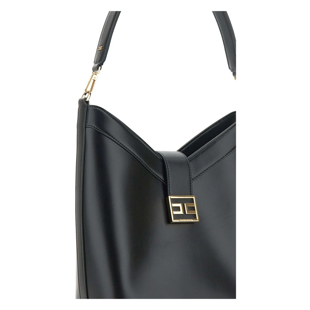 Elisabetta Franchi Zwarte vegan leren schoudertas Black Dames