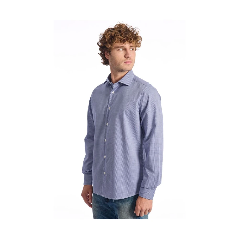Baldinini Geruit Overhemd Slim Fit Franse Kraag Blue Heren