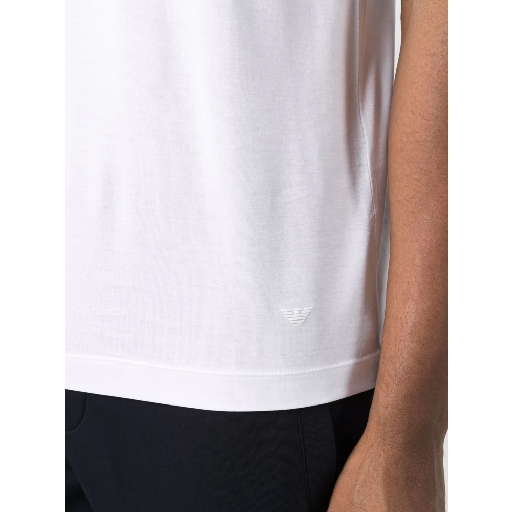 Emporio Armani Wit Logo-Patch T-shirt Korte Mouw White Heren