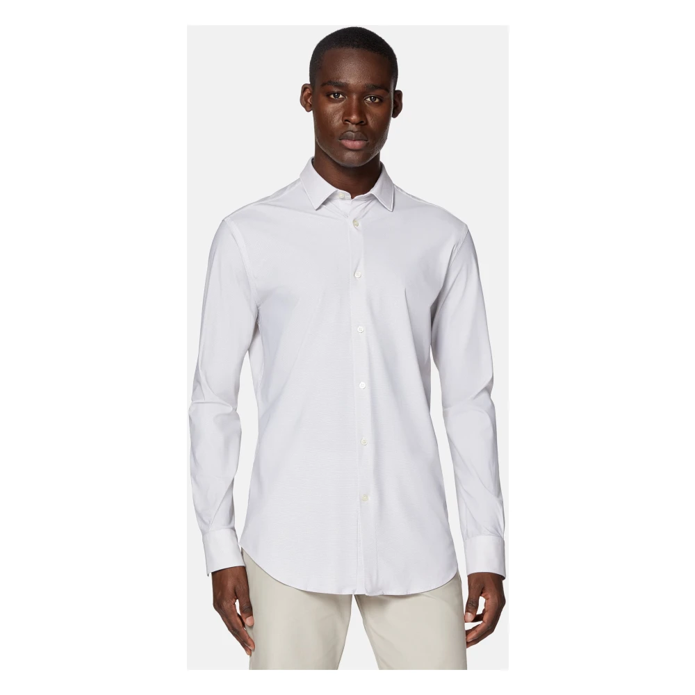 Boggi Milano Slim Fit Stretch Nylon Shirt Beige Heren